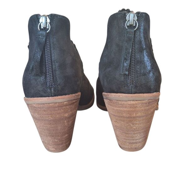 Sofft Millard Peep-Toe Bootie Black Leather Scalloped Laser Cut Zip COMFORT 10 - Picture 6 of 16